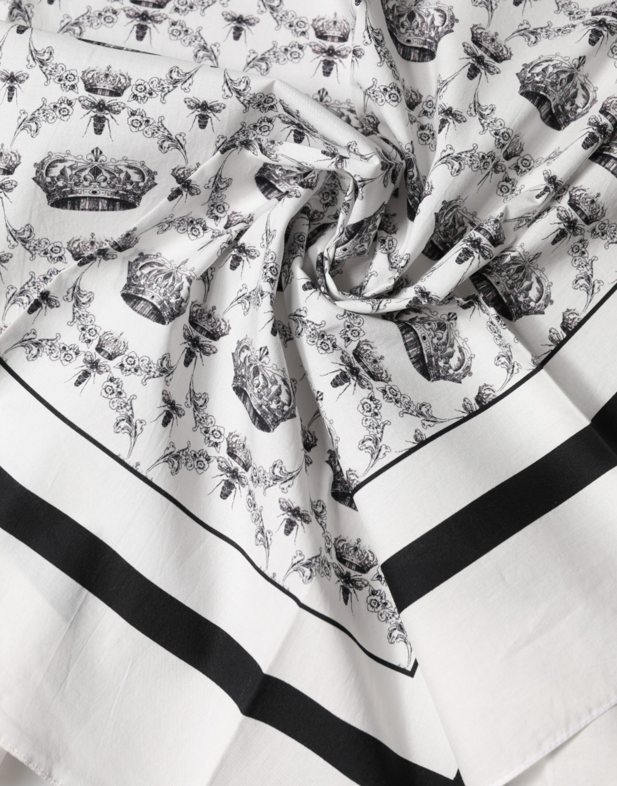 Dolce & Gabbana White Crown Cotton Men Square Foulard Men's Scarf