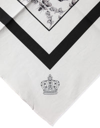 Dolce & Gabbana White Crown Cotton Men Square Foulard Men's Scarf