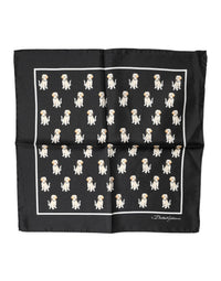 Dolce & Gabbana Black Dog Print Square Handkerchief Men's Scarf