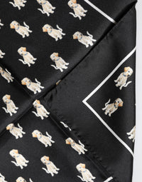 Dolce & Gabbana Black Dog Print Square Handkerchief Men's Scarf