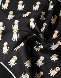 Dolce & Gabbana Black Dog Print Square Handkerchief Men's Scarf