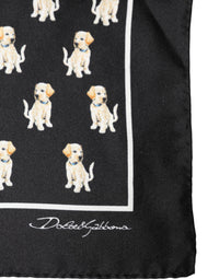 Dolce & Gabbana Black Dog Print Square Handkerchief Men's Scarf