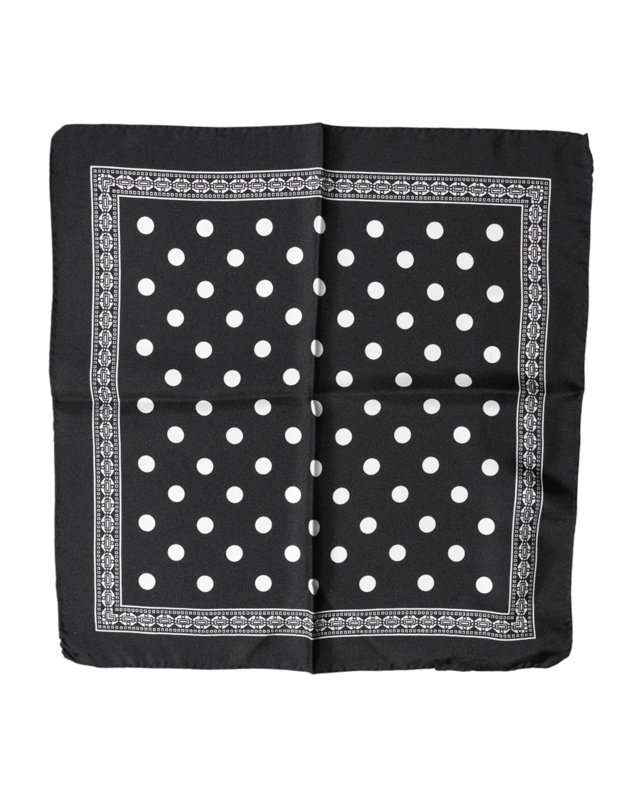 Dolce & Gabbana Black Polka Dot Square Handkerchief Men's Scarf
