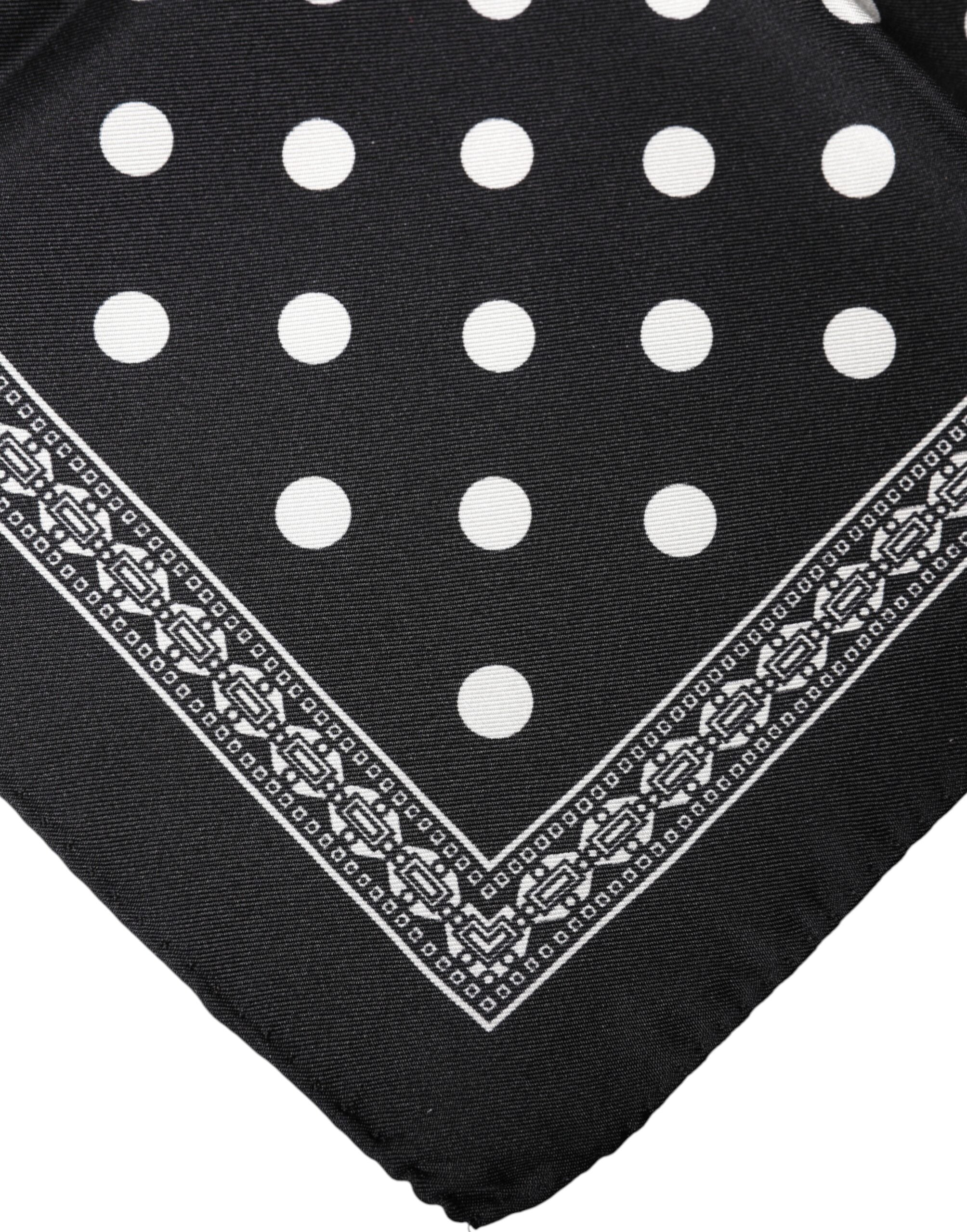 Dolce & Gabbana Black Polka Dot Square Handkerchief Men's Scarf