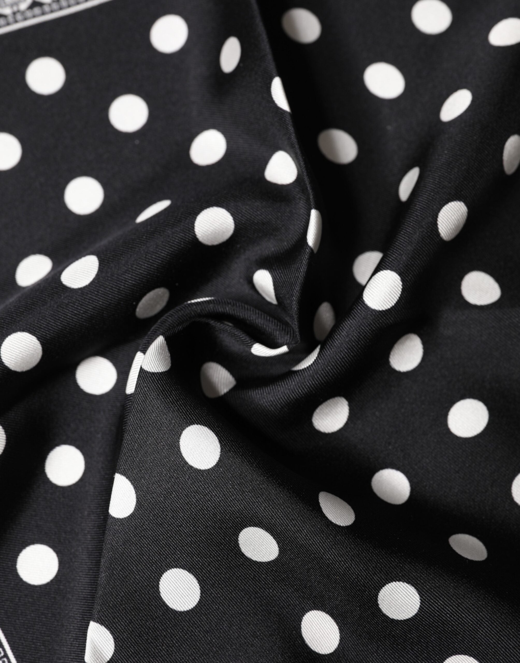 Dolce & Gabbana Black Polka Dot Square Handkerchief Men's Scarf