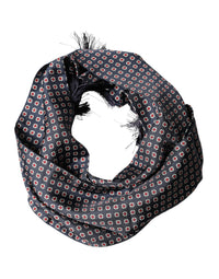 Dolce & Gabbana Black Patterned Fringes Neck Foulard Men's Scarf