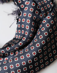 Dolce & Gabbana Black Patterned Fringes Neck Foulard Men's Scarf