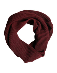 Dolce & Gabbana Maroon Cashmere Knitted NeckWrap Shawl Men's Scarf
