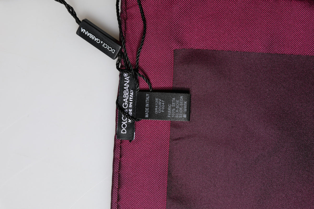 Dolce & Gabbana Maroon Silk Lace Stole Square Foulard Men's Scarf