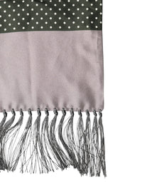 Dolce & Gabbana Gray Patterned Fringes Neck Foulard Men's Scarf