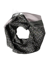 Dolce & Gabbana Gray Patterned Fringes Neck Foulard Men's Scarf
