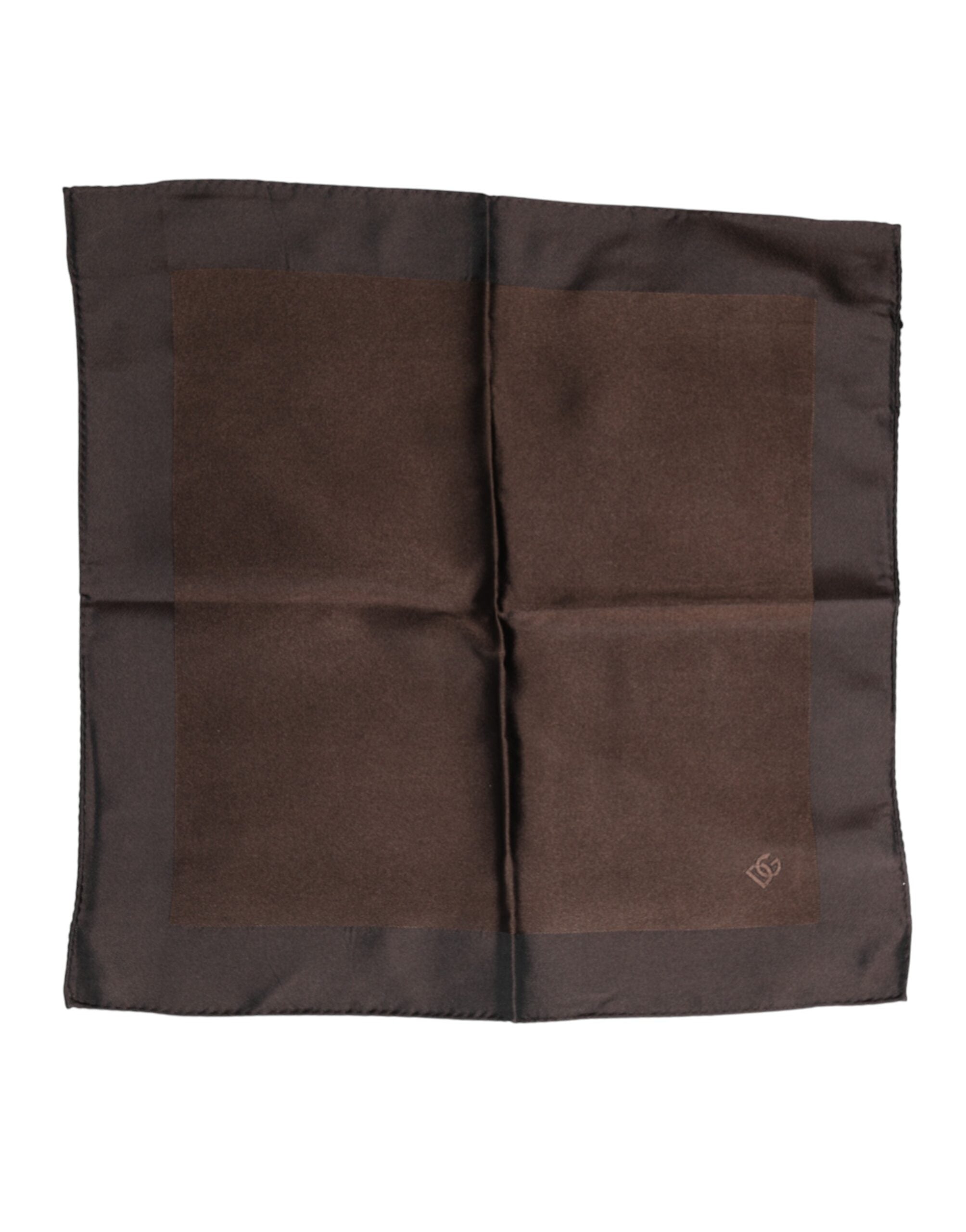 Dolce & Gabbana Brown Logo Silk Square Handkerchief Men's Scarf