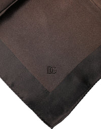 Dolce & Gabbana Brown Logo Silk Square Handkerchief Men's Scarf