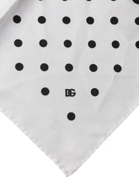 Dolce & Gabbana White Polka Dot Square Handkerchief Men's Scarf