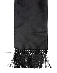 Dolce & Gabbana Black Silk Fringes Neck Wrap Foulard Men's Scarf