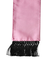Dolce & Gabbana Pink Silk Fringes Neck Wrap Foulard Men's Scarf