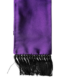 Dolce & Gabbana Violet Silk Fringes Neck Wrap Foulard Men's Scarf