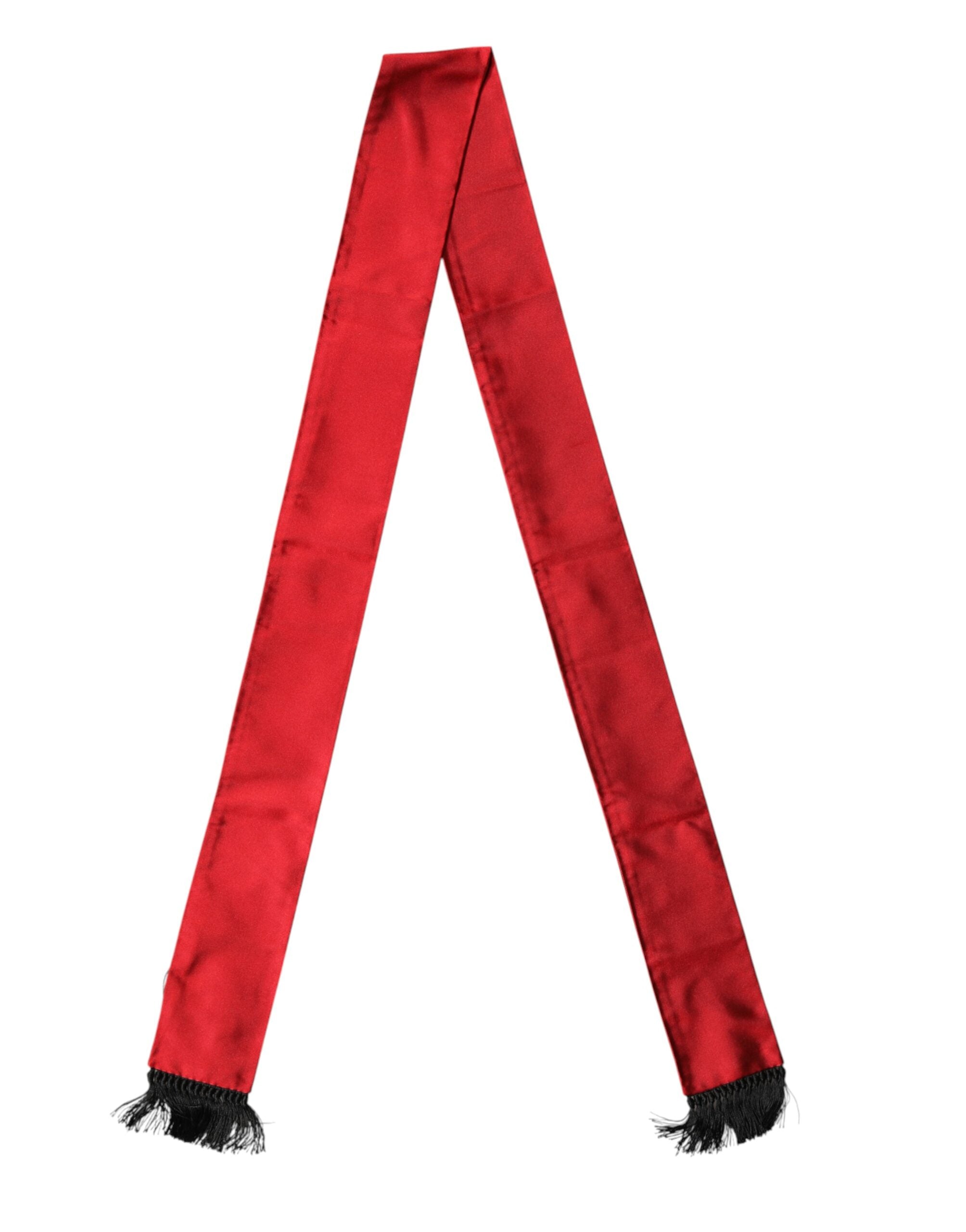 Dolce & Gabbana Red Silk Fringes Neck Wrap Foulard Men's Scarf