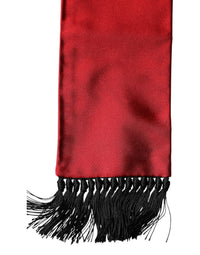 Dolce & Gabbana Red Silk Fringes Neck Wrap Foulard Men's Scarf