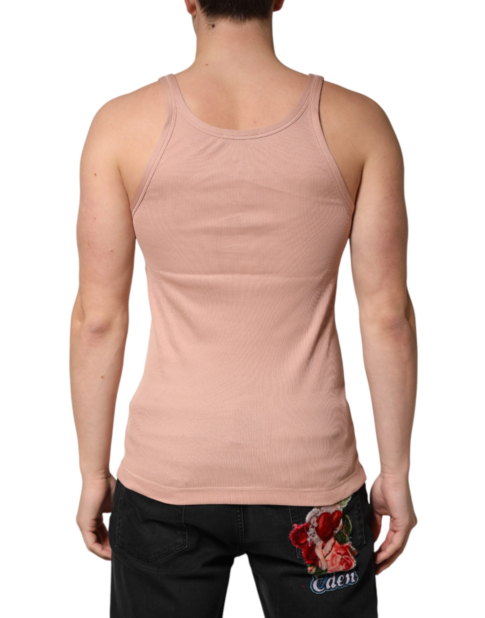 Dolce & Gabbana Pink Sleeveless Round Neck Tank Top Men's T-shirt