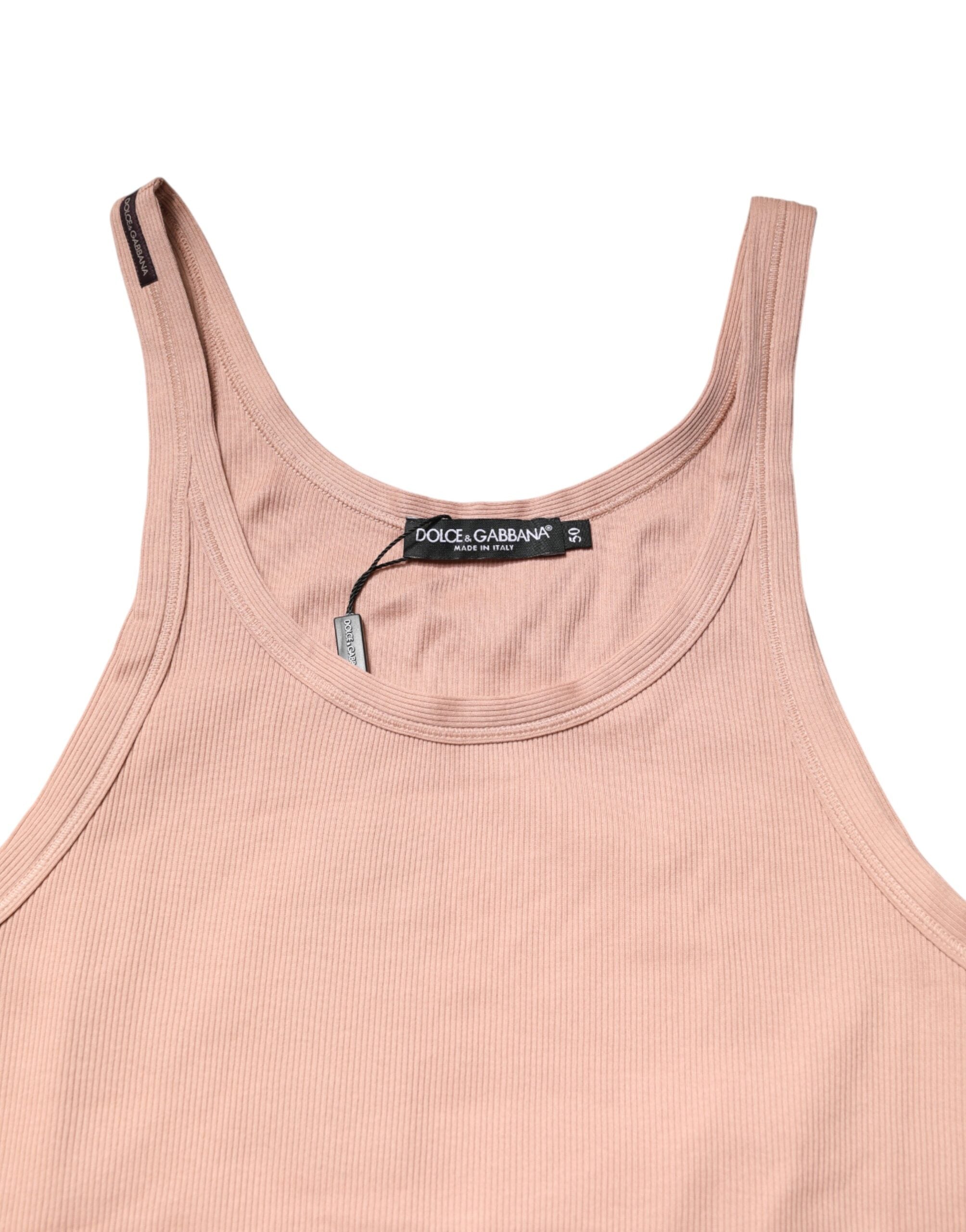 Dolce & Gabbana Pink Sleeveless Round Neck Tank Top Men's T-shirt