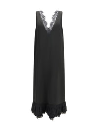 Ganni Women Lace-Trimmed Satin Long Dress