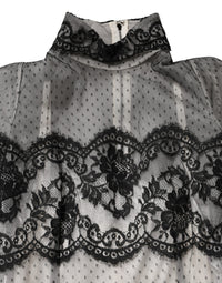 Dolce & Gabbana Black White Lace Silk Blend MaxiSheath Women's Dress