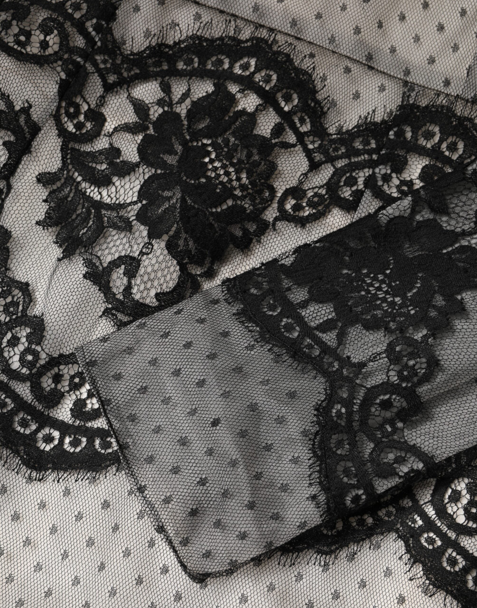 Dolce & Gabbana Black White Lace Silk Blend MaxiSheath Women's Dress