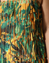 Dolce & Gabbana Multicolor Tropical Print Fringe Maxi Women's Dress
