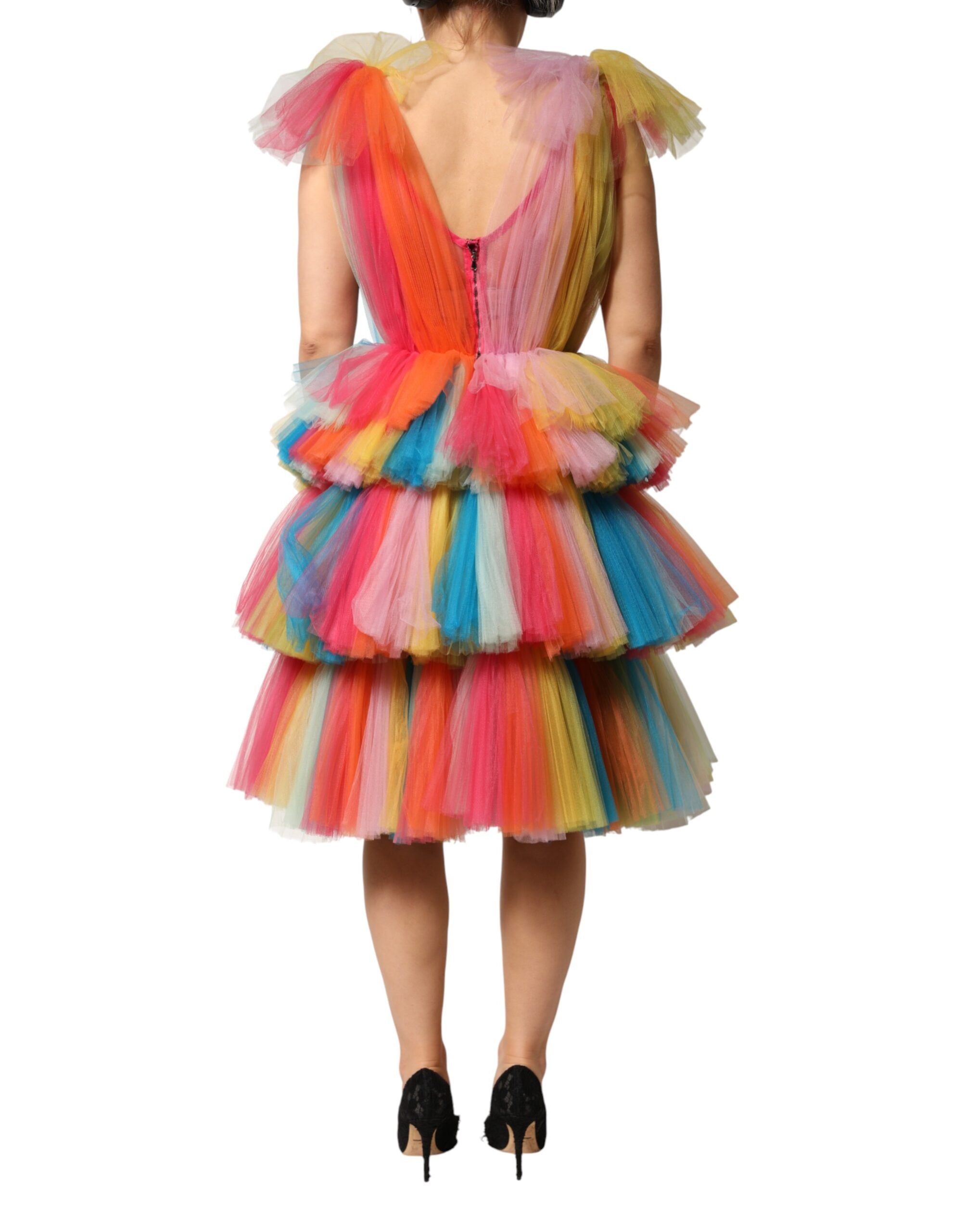 Dolce & Gabbana Multicolor Nylon Tiered Tulle Midi Women's Dress – Bluefly