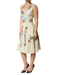 Dolce & Gabbana Beige Floral Sleeveless A-line Women's Dress