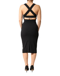 Dolce & Gabbana Black Square Neck Sleeveless Midi Women's Dress