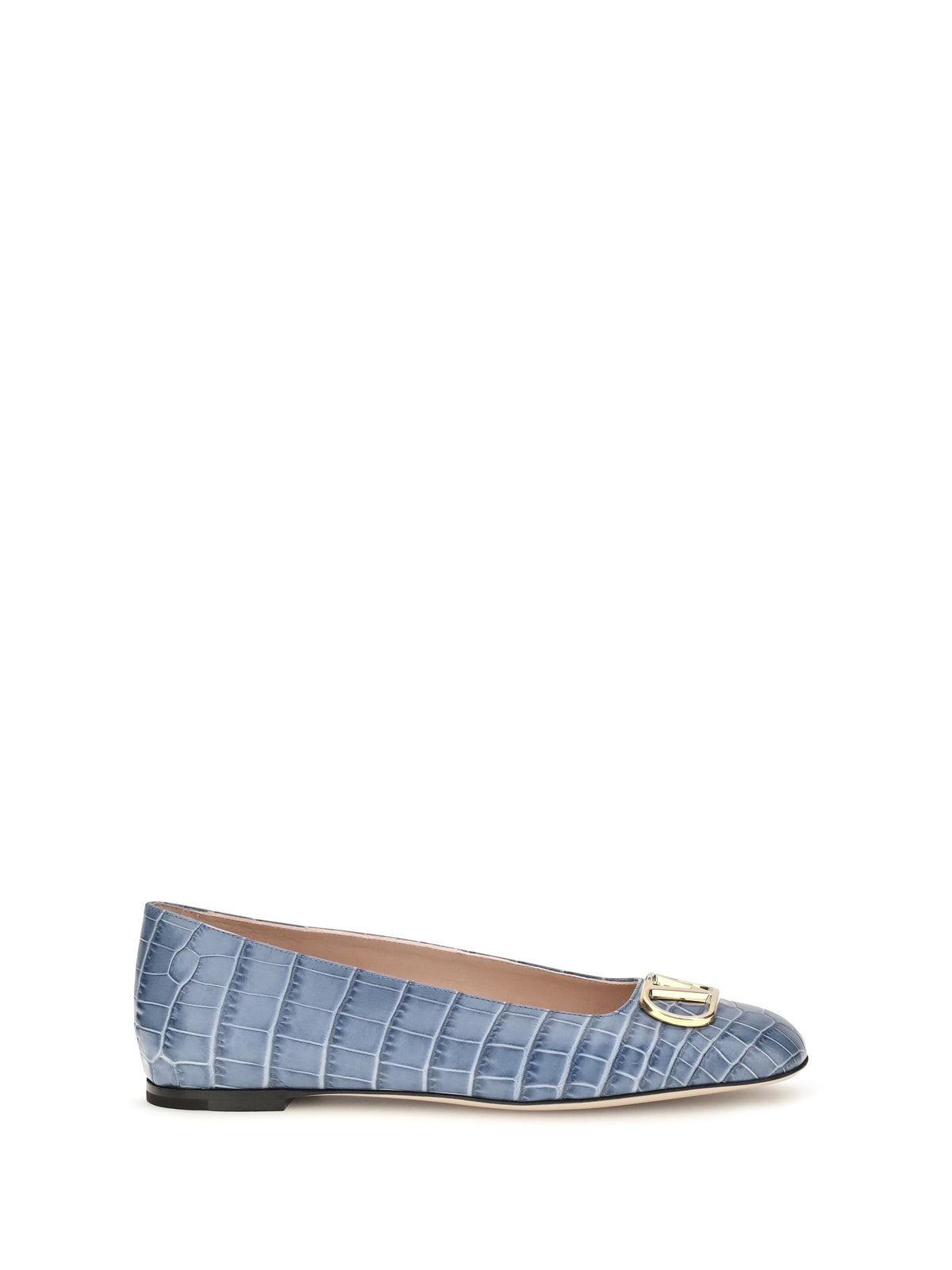 VALENTINO GARAVANI Valentino Garavani Women Vlogo Signature Croc-Effect Ballerinas