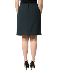 Dolce & Gabbana Dark Green Mid Waist Pencil Cut Mini Women's Skirt