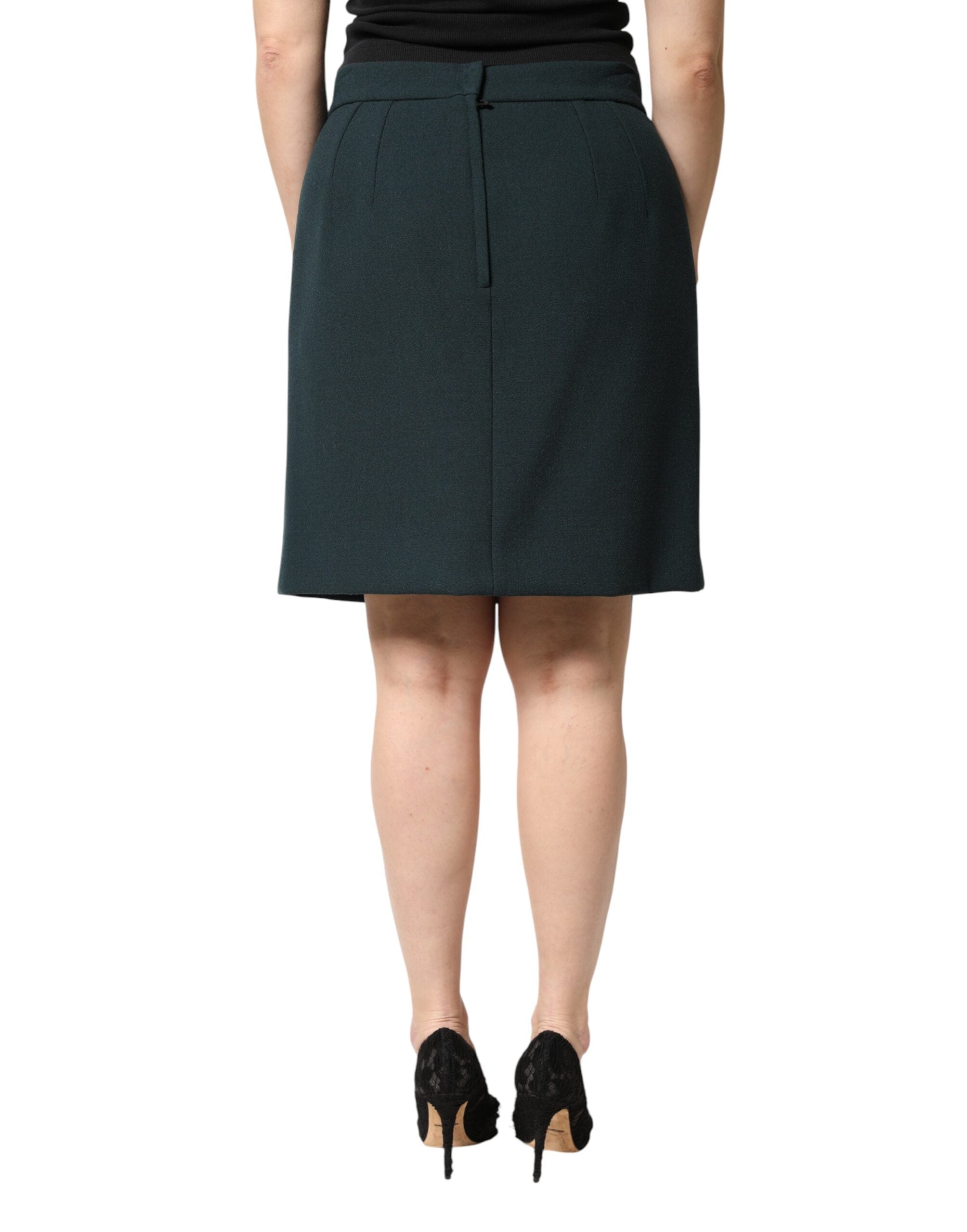 Dolce & Gabbana Dark Green Mid Waist Pencil Cut Mini Women's Skirt