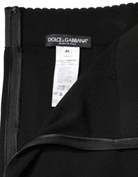 Dolce & Gabbana Black Wool High Waist Pencil Cut Midi Women's Skirt