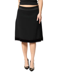 Dolce & Gabbana Black Mid Waist A-line Knee Length Women's Skirt