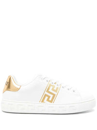VERSACE Versace Women Leather Sneakers With Greek Embroidery