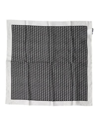 Dolce & Gabbana White Black Patterned Square Foulard Men's Scarf