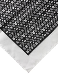Dolce & Gabbana White Black Patterned Square Foulard Men's Scarf