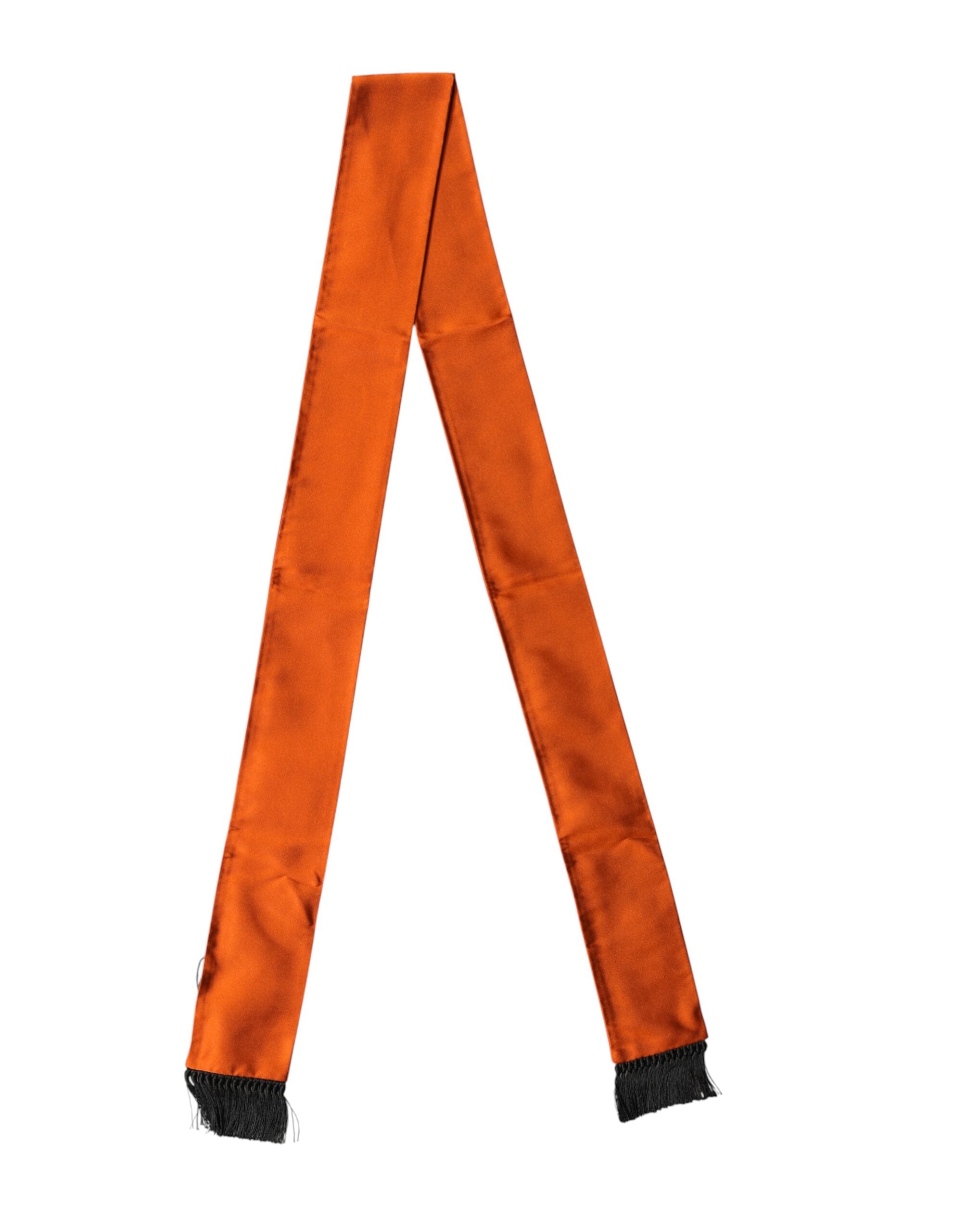 Dolce & Gabbana Orange Silk Fringes Neck Wrap Foulard Men's Scarf