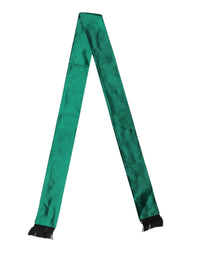 Dolce & Gabbana Green Silk Fringes Neck Wrap Foulard Men's Scarf