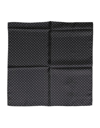Dolce & Gabbana Black Polka Dot Silk Square Foulard Women's Scarf