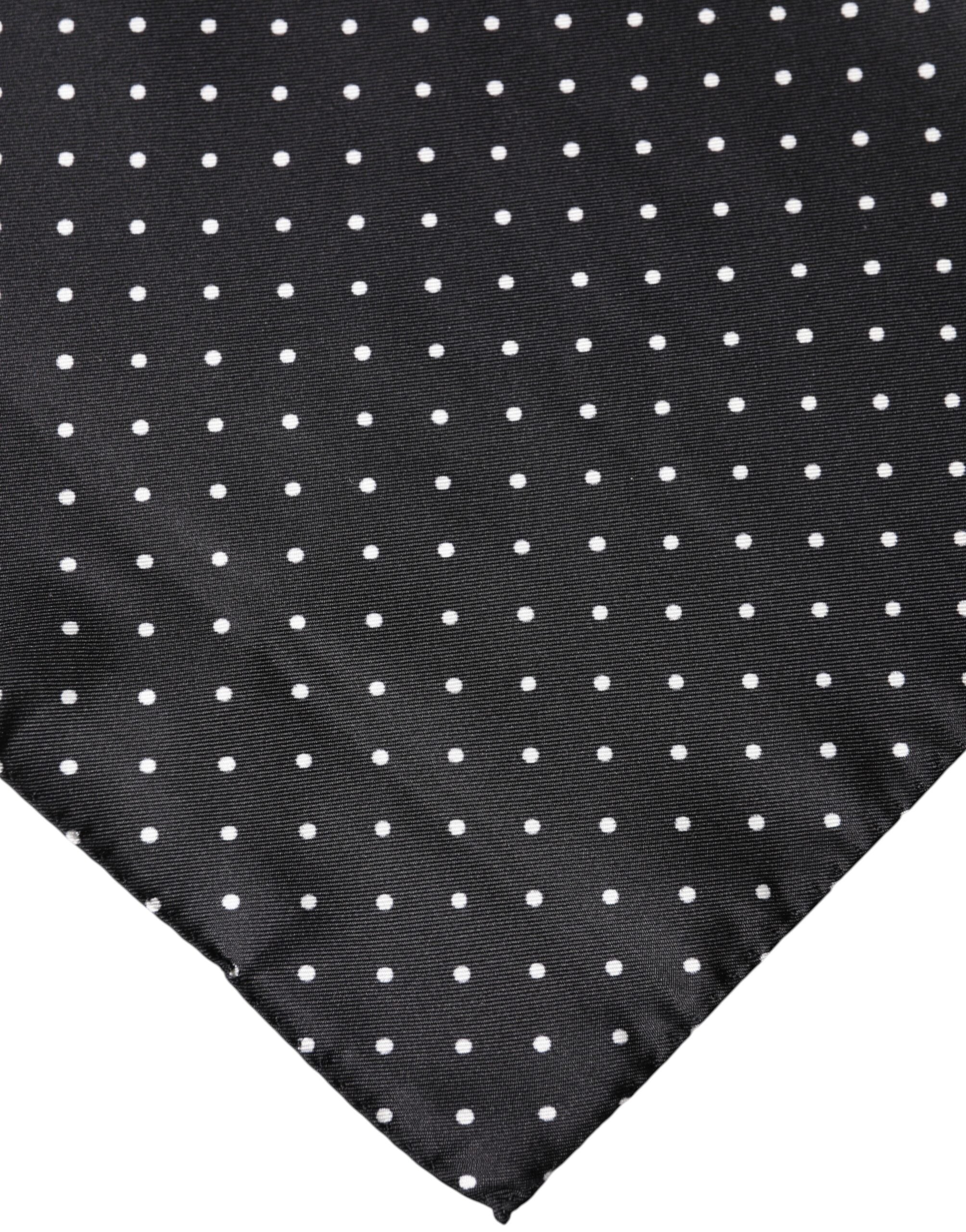 Dolce & Gabbana Black Polka Dot Silk Square Foulard Women's Scarf
