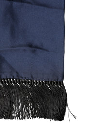 Dolce & Gabbana Navy Blue Silk Fringes Neck Foulard Men's Scarf