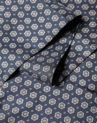 Dolce & Gabbana Blue Patterned Silk Fringes Foulard 138cm x 15.5cm Men's Scarf