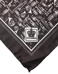 Dolce & Gabbana Brown Jazz Club Square Handkerchief Men 32cm x 31cm Men's Scarf