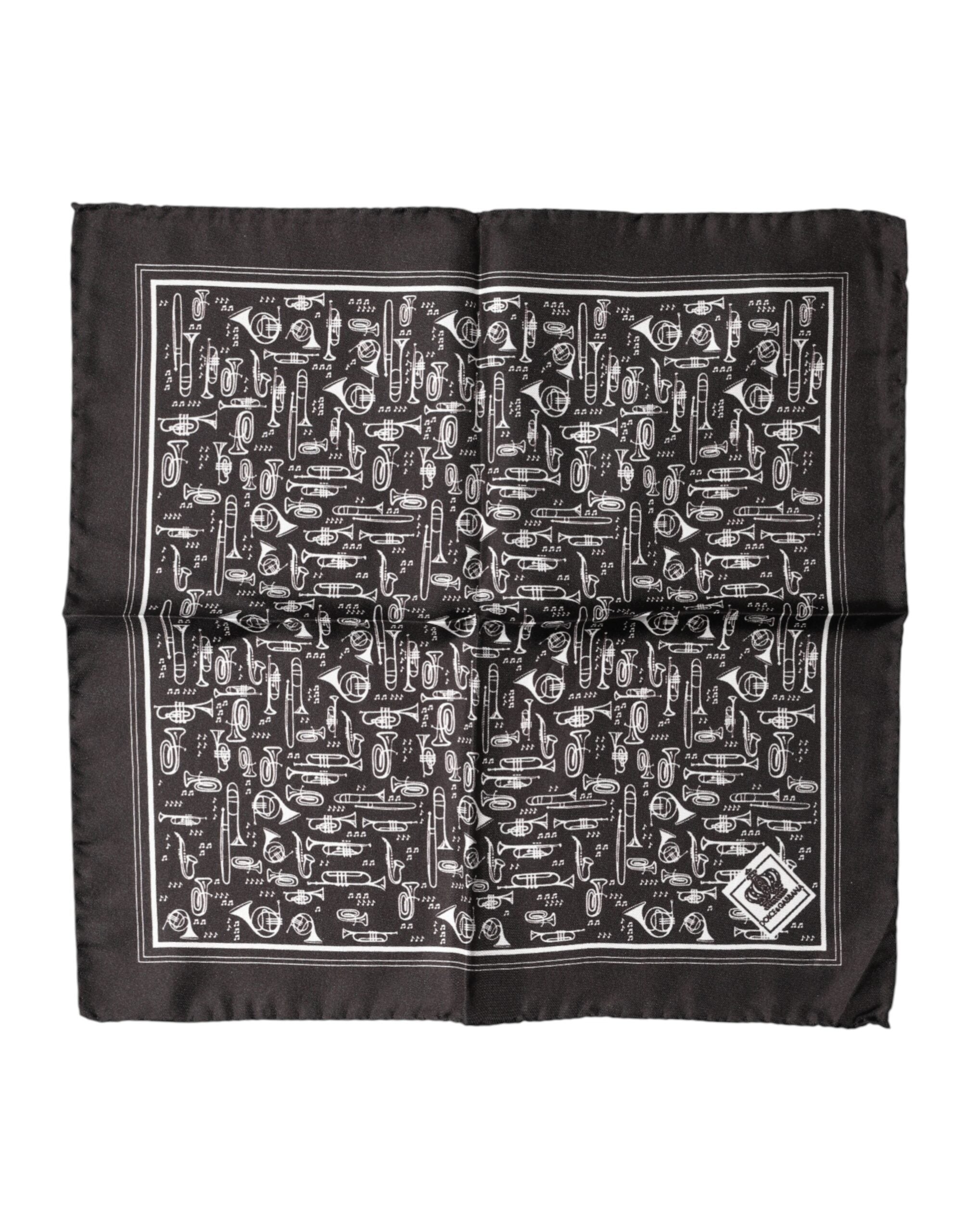 Dolce & Gabbana Brown Jazz Club Square Handkerchief Men 32cm x 31cm Men's Scarf