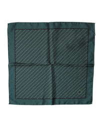 Dolce & Gabbana Dark Green Silk Patterned Handkerchief 32cm x 31cm Men's Scarf