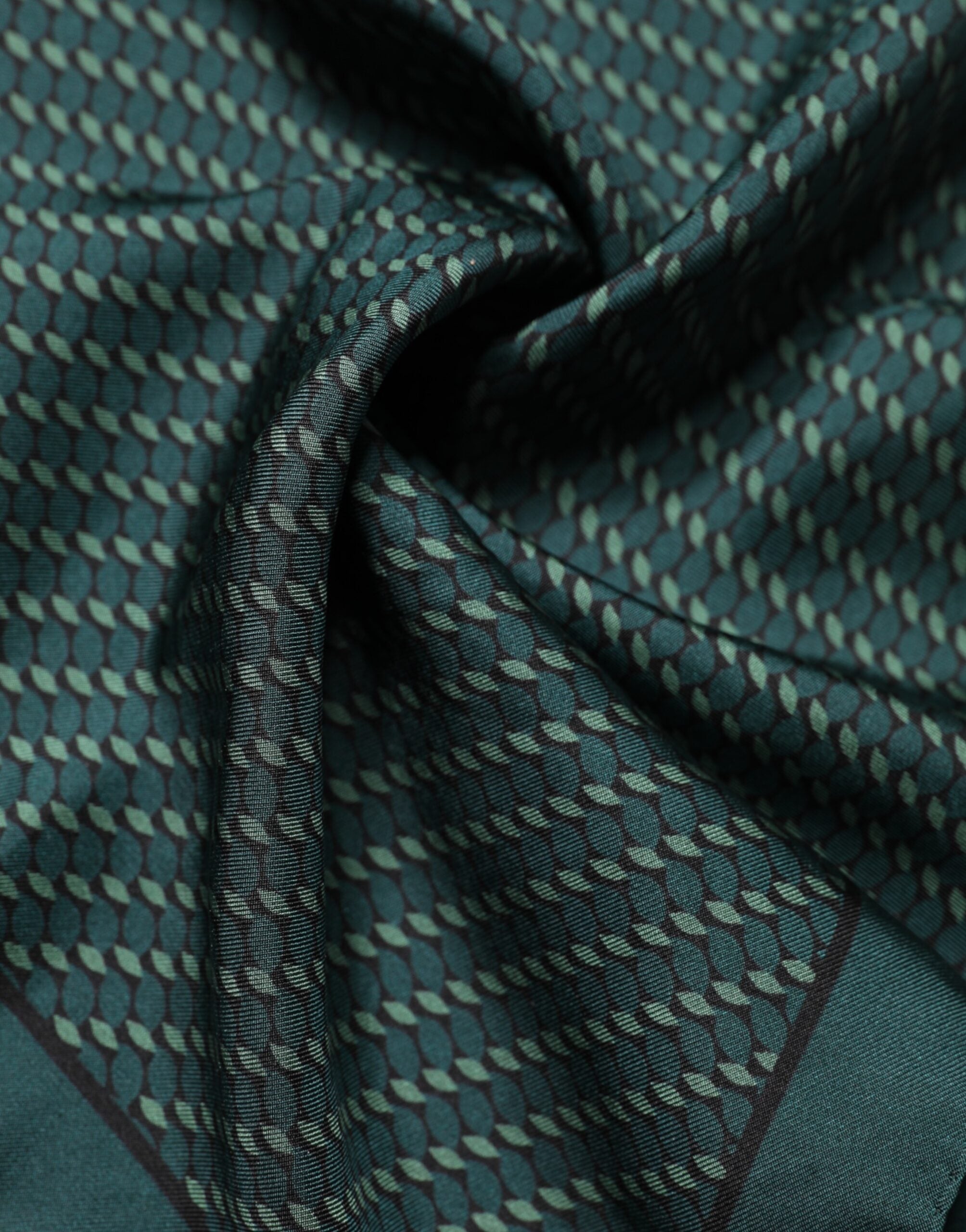 Dolce & Gabbana Dark Green Silk Patterned Handkerchief 32cm x 31cm Men's Scarf